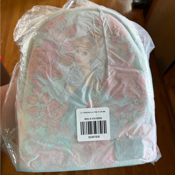 Loungefly Disney Cinderella Floral Blue Pink Mini Backpack - Picture 2 of 2